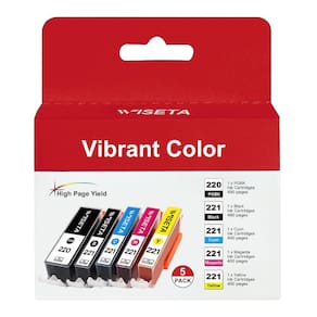 Cartuchos de tinta Wiseta PGI-220 CLI-221, pacote com 5 para impressora Canon