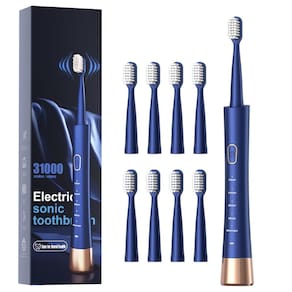 Escova de dentes elétrica AJELU IPX7 impermeável com 8 cabeças de escova