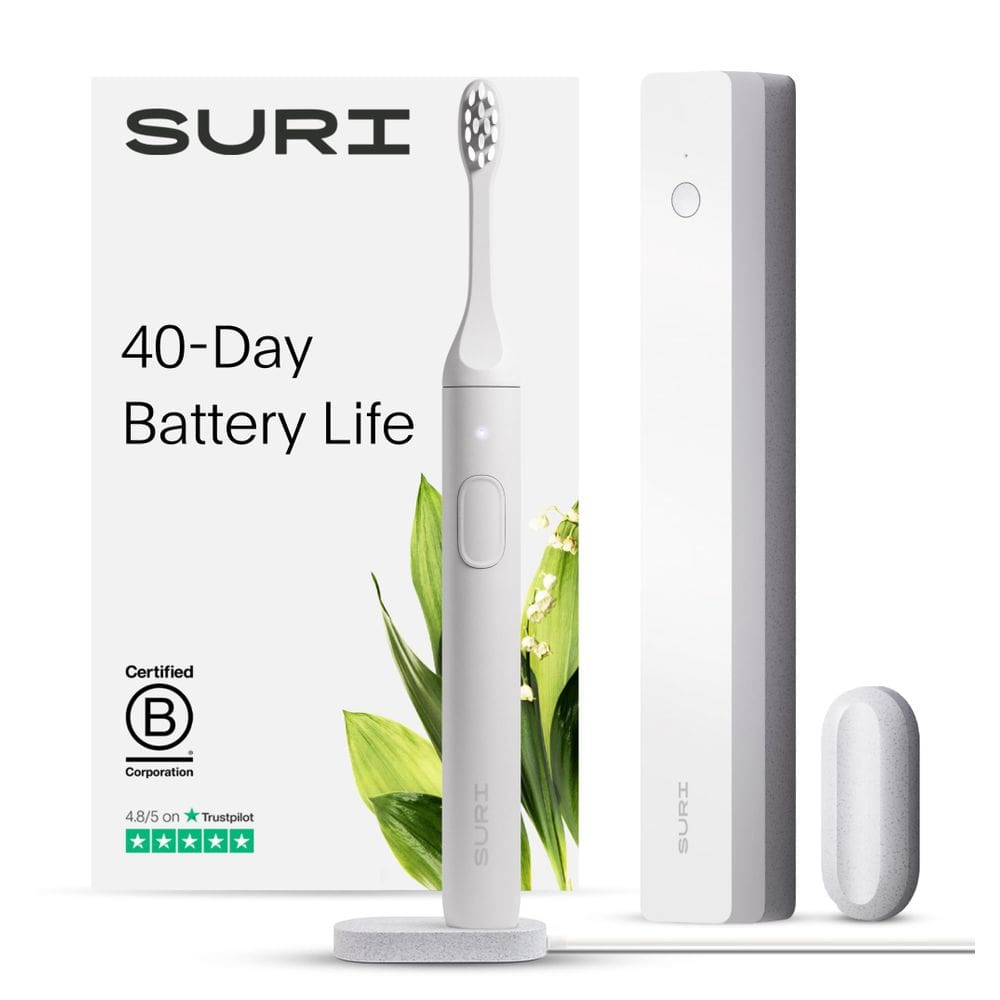 Escova de dentes elétrica SURI Sustainable com estojo de limpeza UV