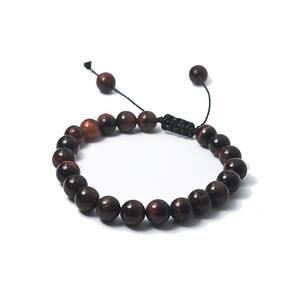 Pulseira De Bolinha Pedra Olho De Boi 8Mm Shambala Regulável