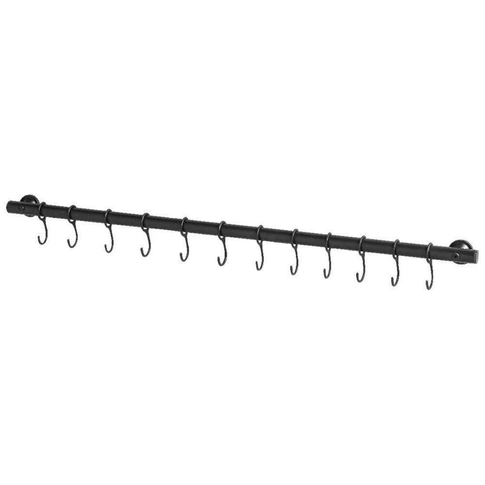 Suporte De Cozinha Porta Talheres 40Cm Com 6 Ganchos Preto.