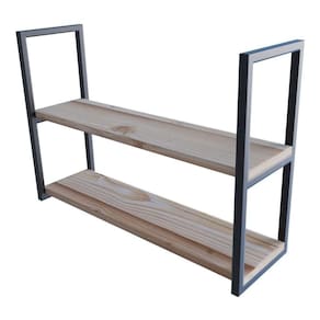 Floreira 100x20cm Em Ferro Para Garagem De Madeira De Parede