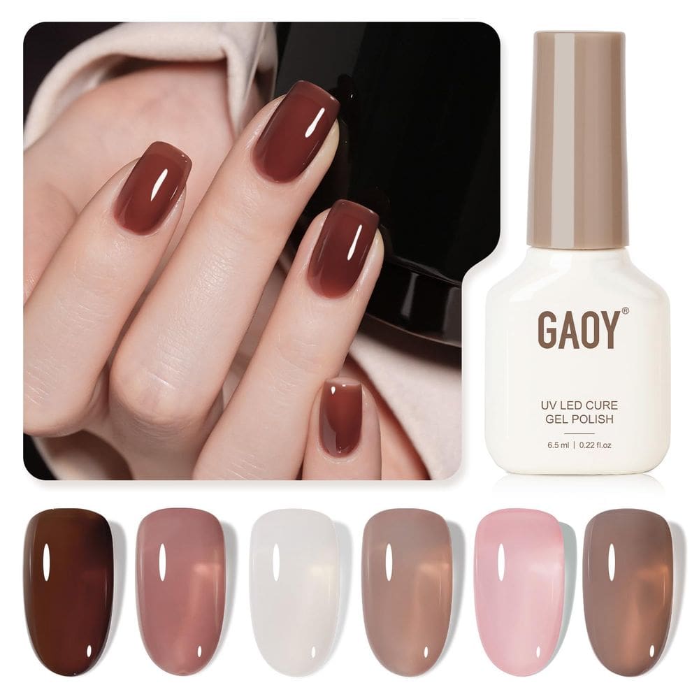 Conjunto de esmaltes GAOY Rose Brown Jelly Gel 6 cores 6,5 ml