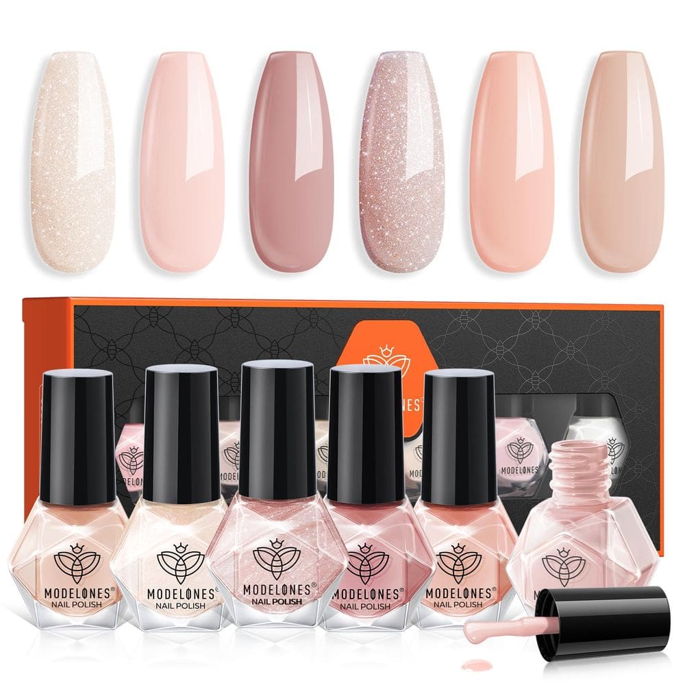 Conjunto de esmaltes MODELONES 6 cores Neutral Nude Bubble Bath
