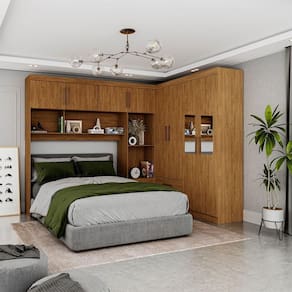 Guarda Roupa Casal Modulado 4 Portas Hércules 4 Portas e 4 Gavetas com Espelho Cinamomo