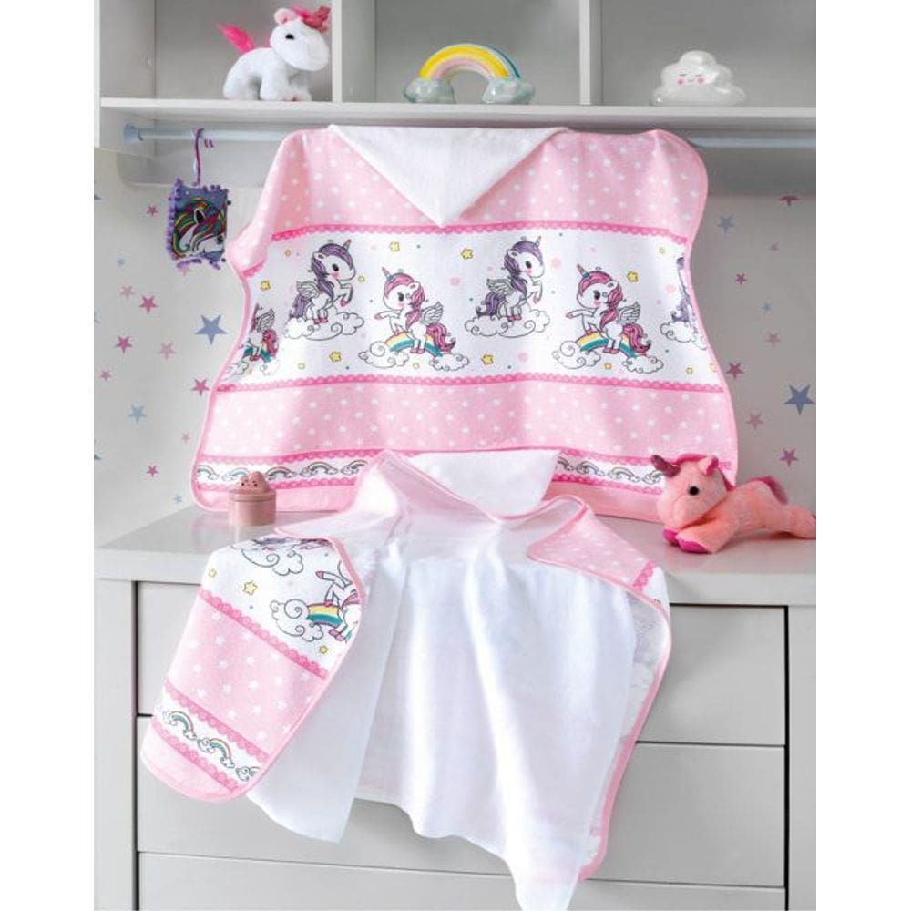 Toalha De Banho Bebê Unicórnio Fralda Com Capuz Dohler