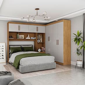 Guarda Roupa Casal Modulado 4 Portas Hercules 4 Portas 4 Gavetas Cinamomo com Off White