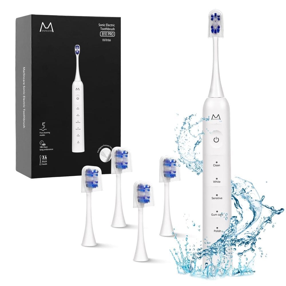 Escova de dentes elétrica Marlincare para adultos/adolescentes com 4 cabeças
