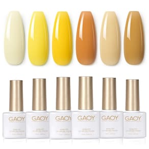 Conjunto de esmaltes GAOY Yellow Orange Gel 6 cores 7,3 mL