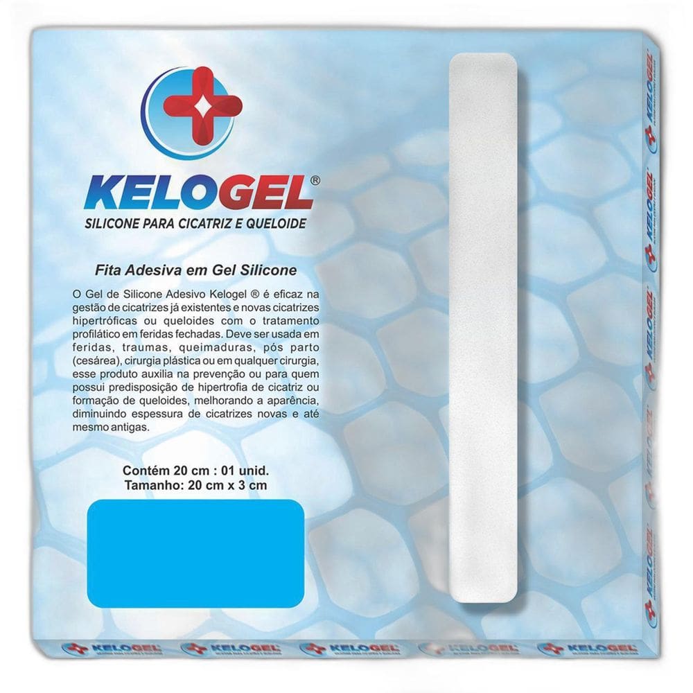 Placa Em Gel De Silicone Para Cicatriz 20Cmx3Cm Kelogel