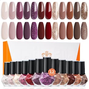 Conjunto de esmaltes Modelones 12 cores bordô, vermelho e dourado