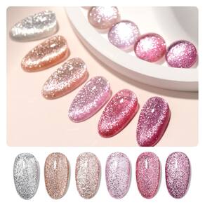 Conjunto de esmaltes GAOY Chrome Glitter Cat Eye Gel 6 cores 7,3 ml