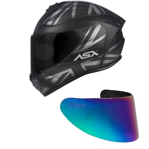 Capacete ASX Draken UK Preto e Cinza Fosco Mais Viseira Camaleão