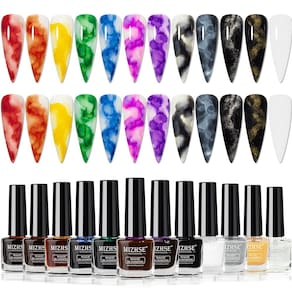 Esmalte de unhas MIZHSE Marble 12 peças de gel florescente dourado azul roxo