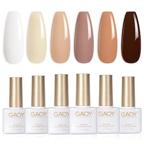 Conjunto de esmaltes em gel GAOY Nude Brown 6 cores 7,3 ml Soak Off UV
