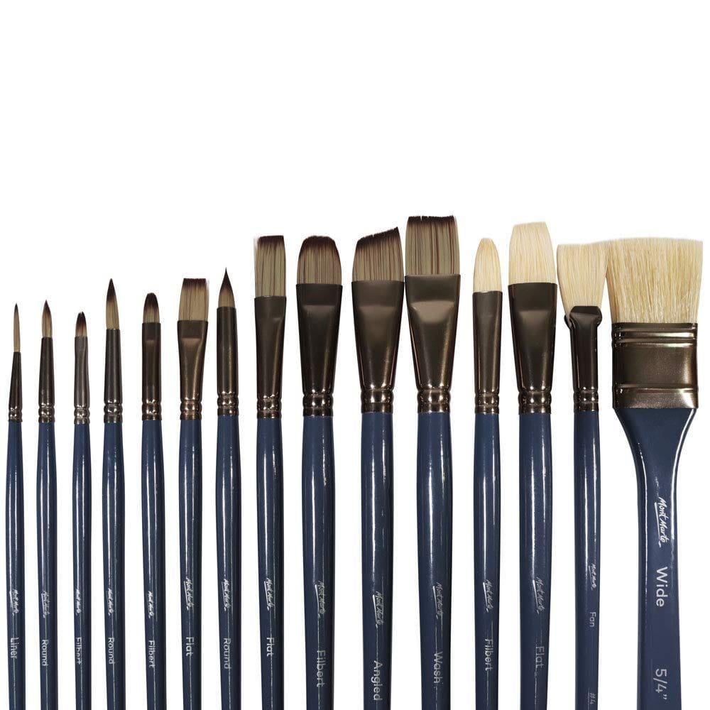 Conjunto de pincéis Mont Marte Premium de 15 peças para aquarela, acrílico e pintura a óleo