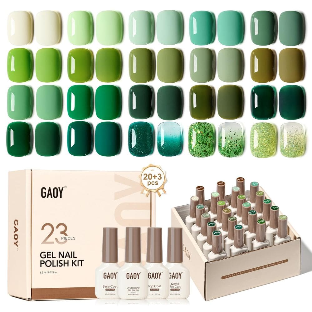 Kit de esmalte de gel GAOY White Green Jelly Glitter 23 unidades