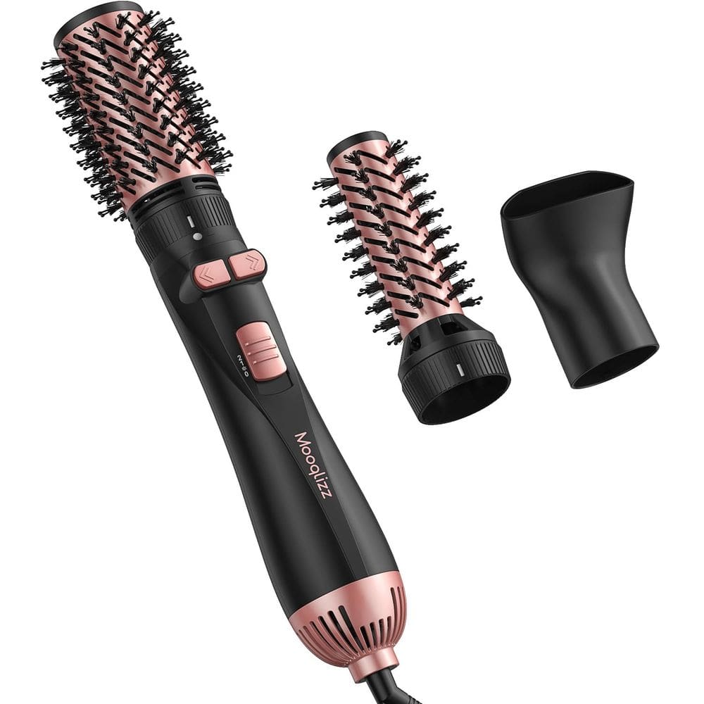 Escova para secador de cabelo Mooqlizz Rotating 3 em 1 Volumizer Rosa Preto