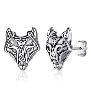 Brincos FaithHeart Sterling Silver Wolf para homens
