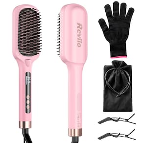 Escova de alisamento de cabelo Reviio 30s Fast Heated Pink