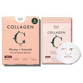 Máscara facial Rael Collagen com extratos de frutas nutritivos, 5 folhas