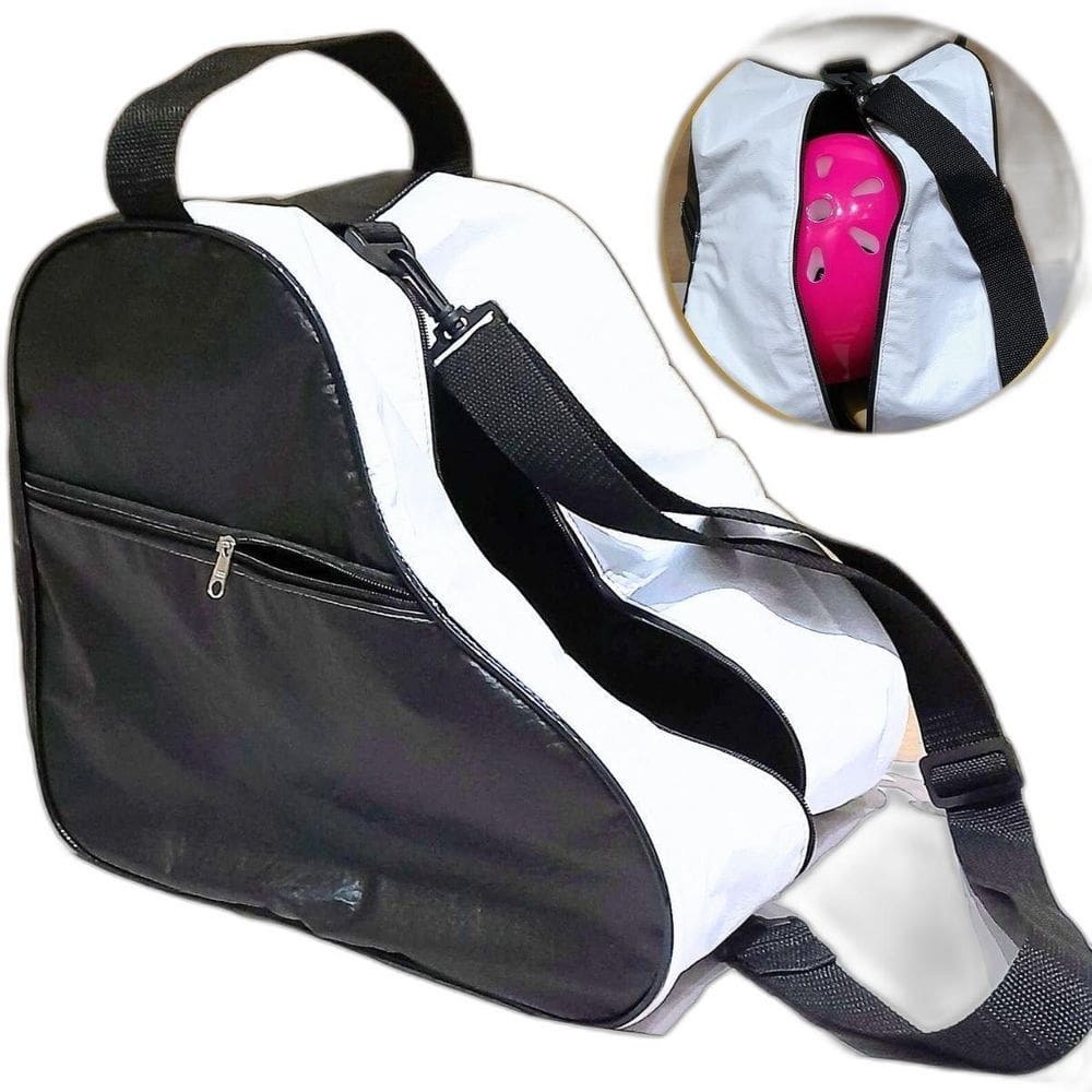 Mochila Para Patins Quad Inline Bolsa Courino Preta / Branca
