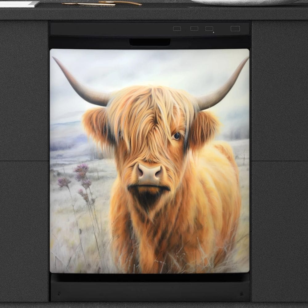 Tampa magnética para máquina de lavar louça cfpolar Highland Cow 58,4x66cm