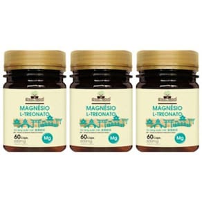 Kit 3 Un - Magnesio L Treonato 600Mg 60 Caps Folha & Raizes