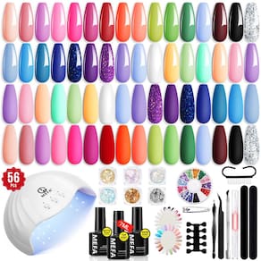 Kit de esmalte de gel MEFA de 32 cores com luz UV, conjunto de 54 unidades