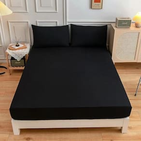 Lençol Preto Casal Com Elástico 40Cm Altura Tecido 260 Fios