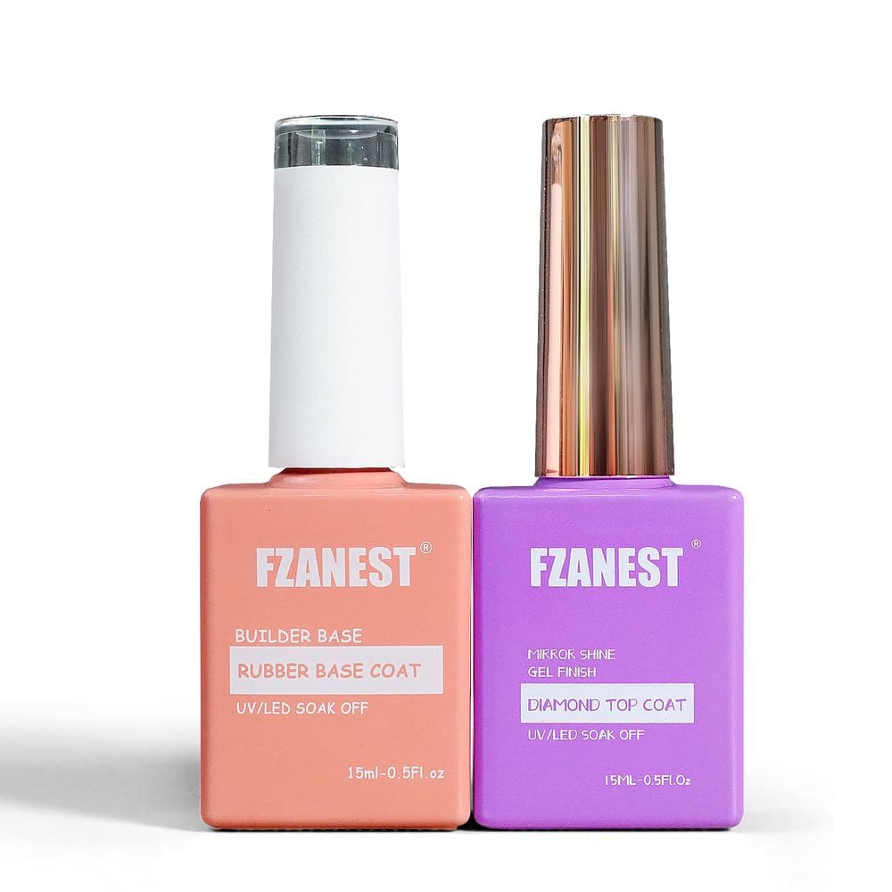 Conjunto de gel para unhas FZANEST, gel à base de borracha transparente e revestimento superior de diamante