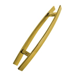 Puxador Porta Pivotante Inox Dourado Curvo Italy - 80 Cm