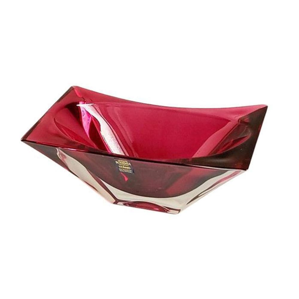Centro De Mesa Cristal Bohemia Okinawa Cor Violeta Roxo 27Cm
