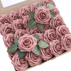 Flores artificiais Floroom Dusty Rose Foam Fake com caules x50