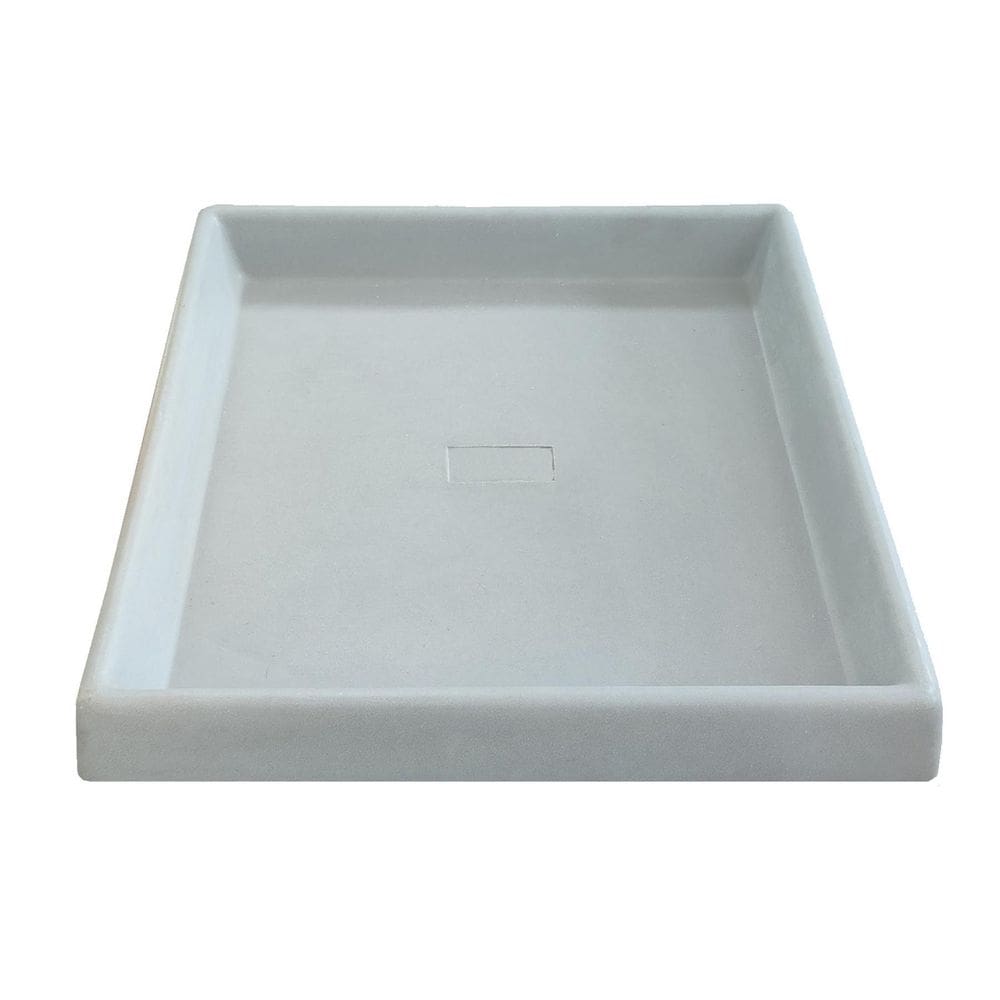 Prato Base Grande Quadrado Vaso Polietileno 40Cm Cinza