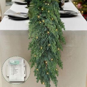 Guirlanda de Natal OZFHUA Pine 1,8 m com luzes internas/externas