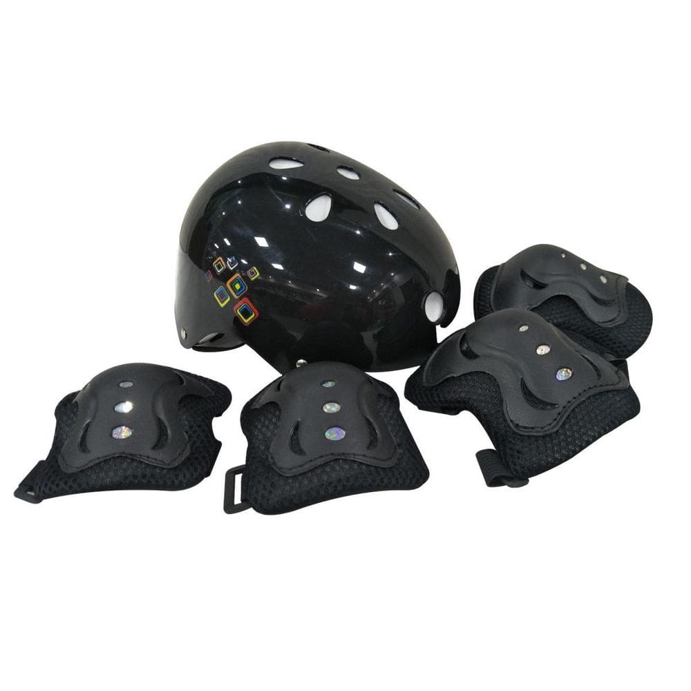 Kit Proteção Capacete Joelheira E Cotoveleira Preto Unitoys