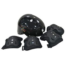 Kit Proteção  Capacete Joelheira E Cotoveleira Preto Unitoys