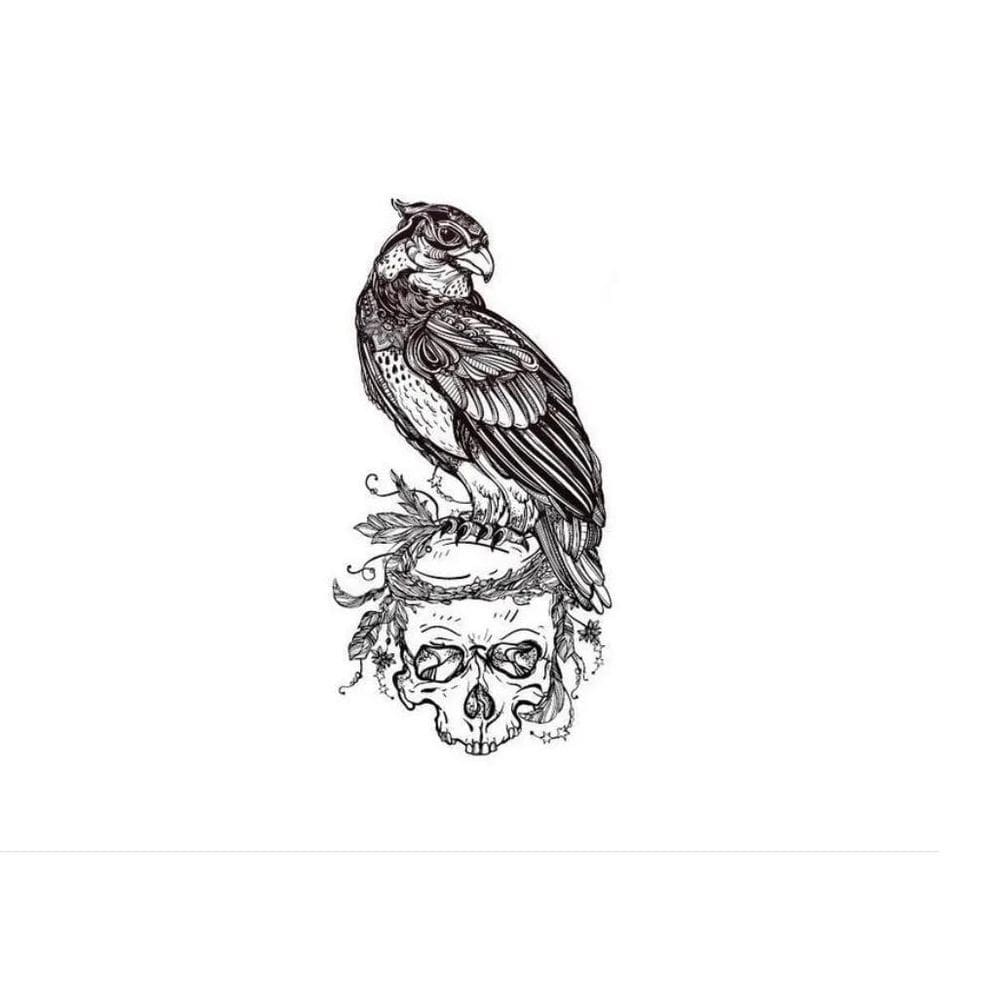 Tatuagem Temporária Dark Delicada Com 10 Cm Águia
