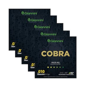 Kit 5 Encordoamento Violão Giannini Cobra GEEFLEF Fósforo Bronze 0.010"