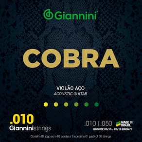 Kit 5 Encordoamento Violão Aço Giannini Geefle Série Cobra 010