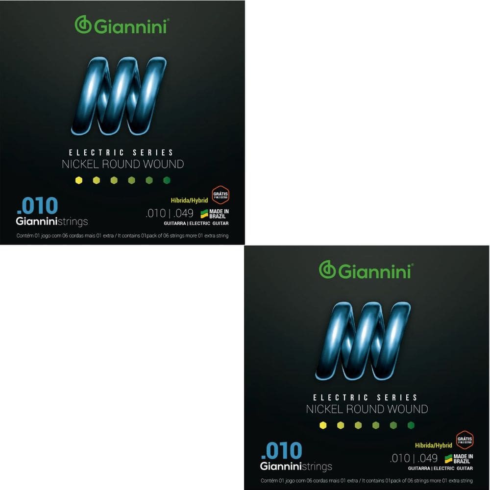 Kit 2 Encordoamento Guitarra Híbrida Giannini Electric GEEGSTH10 Nickel .010