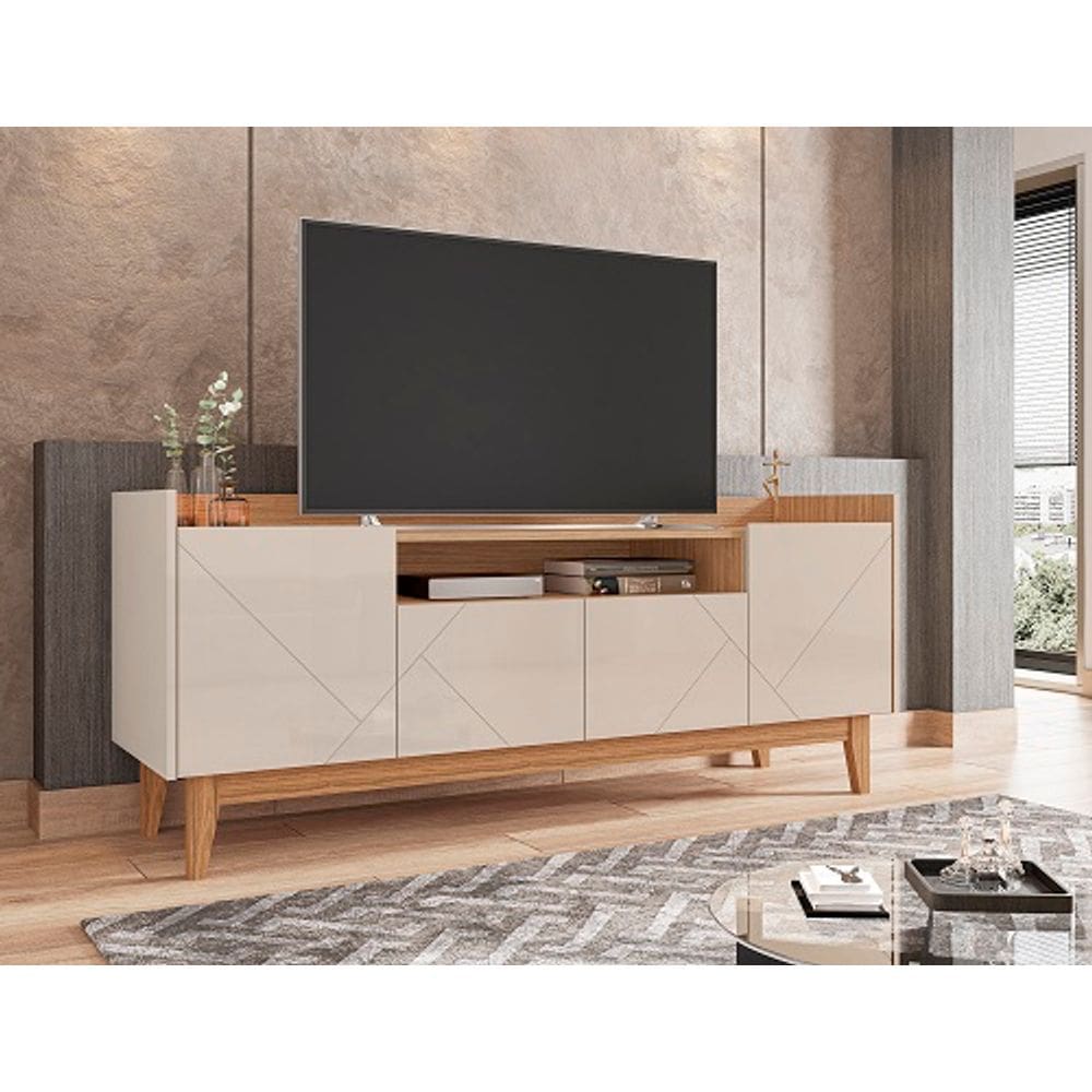 Rack Adria 1.60 Off White/Noce - Casa D Móveis