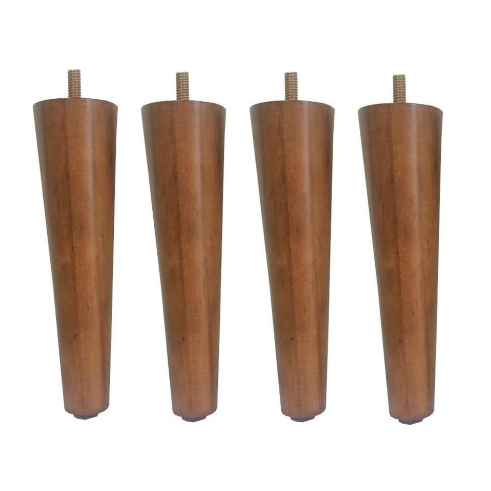 Pé Palito 10cm Madeira Maciça Amêndoa Marrom Claro 4 Uni.