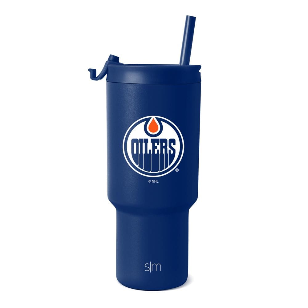 Lubrificadores Tumbler Simple Modern NHL Edmonton 900 ml com tampa e canudo