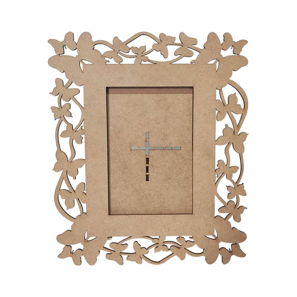 Kit 5 Porta Retrato Mdf Cru Foto 10X15 Borboletas