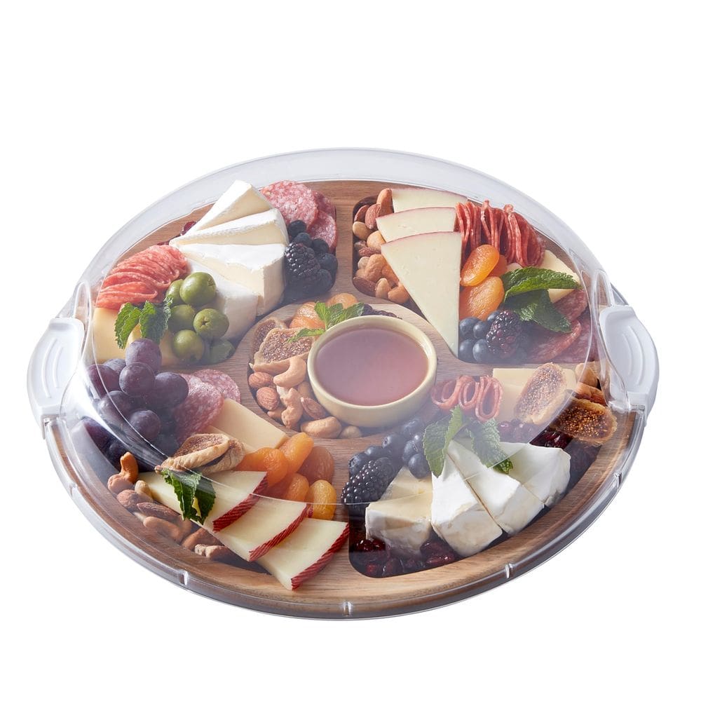 Tábua de cortar Farberware Build-a-Board com Lazy Susan Acacia