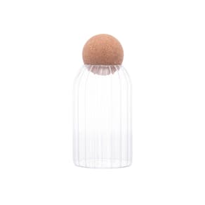 Pote Porta Mantimentos de Vidro Canelado C/Tampa Esfera de Cortiça Classic 760ml Lyor