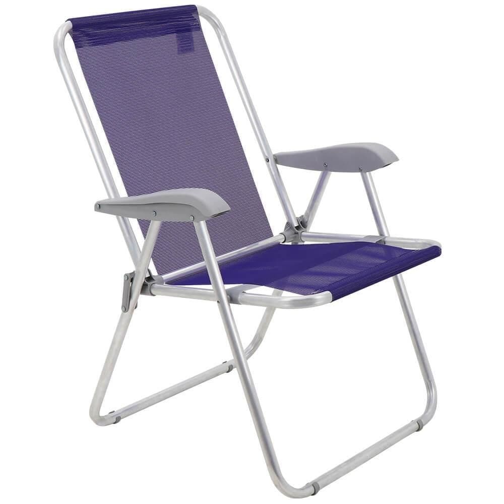 Cadeira de Praia Tramontina Creta Master em Alumínio com Assento Roxo 92900203