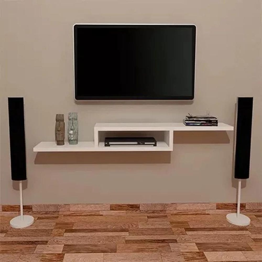 Rack Suspenso Em Mdf Branco Organizador Prateleira